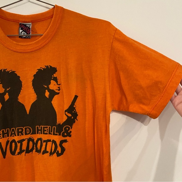 Men's Vintage 90s Richard Hell & The Voidoids Orange Double Gun Graphic Band Tee - Picture 3 of 8